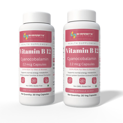 sharrets nutritions Vitamin B12 Cyanocobalamin Capsules- pack of 2