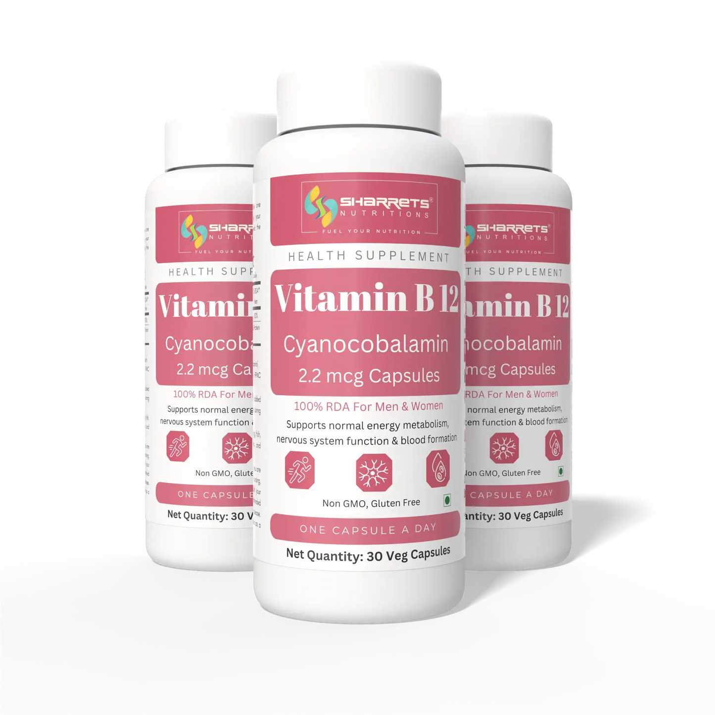 Sharrets nutritions Vitamin B12 Cyanocobalamin Capsules - pack of 2 
