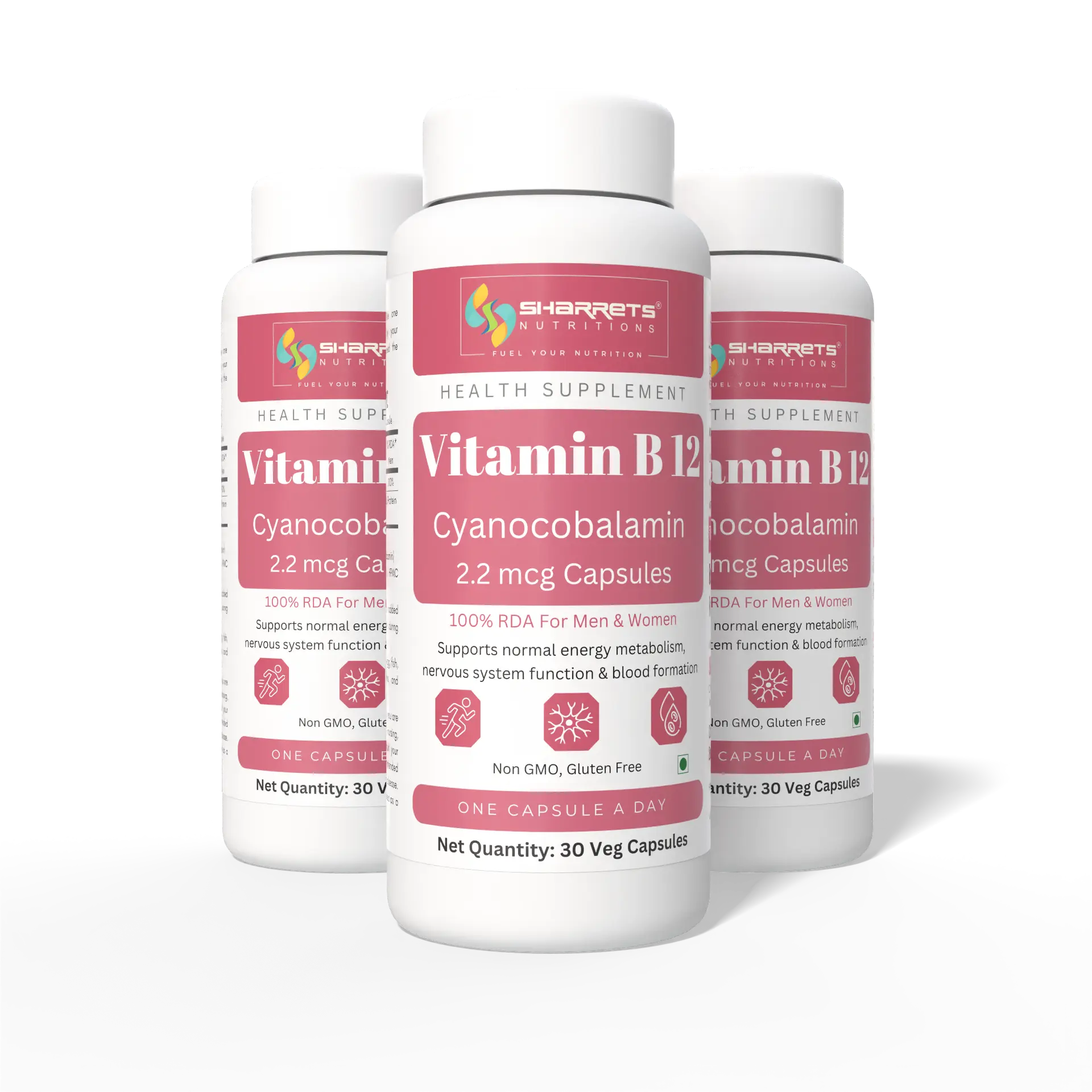 Sharrets nutritions Vitamin B12 Cyanocobalamin Capsules - pack of 2 