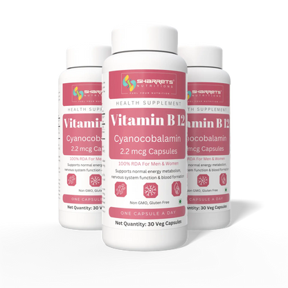 Sharrets nutritions Vitamin B12 Cyanocobalamin Capsules - pack of 2 