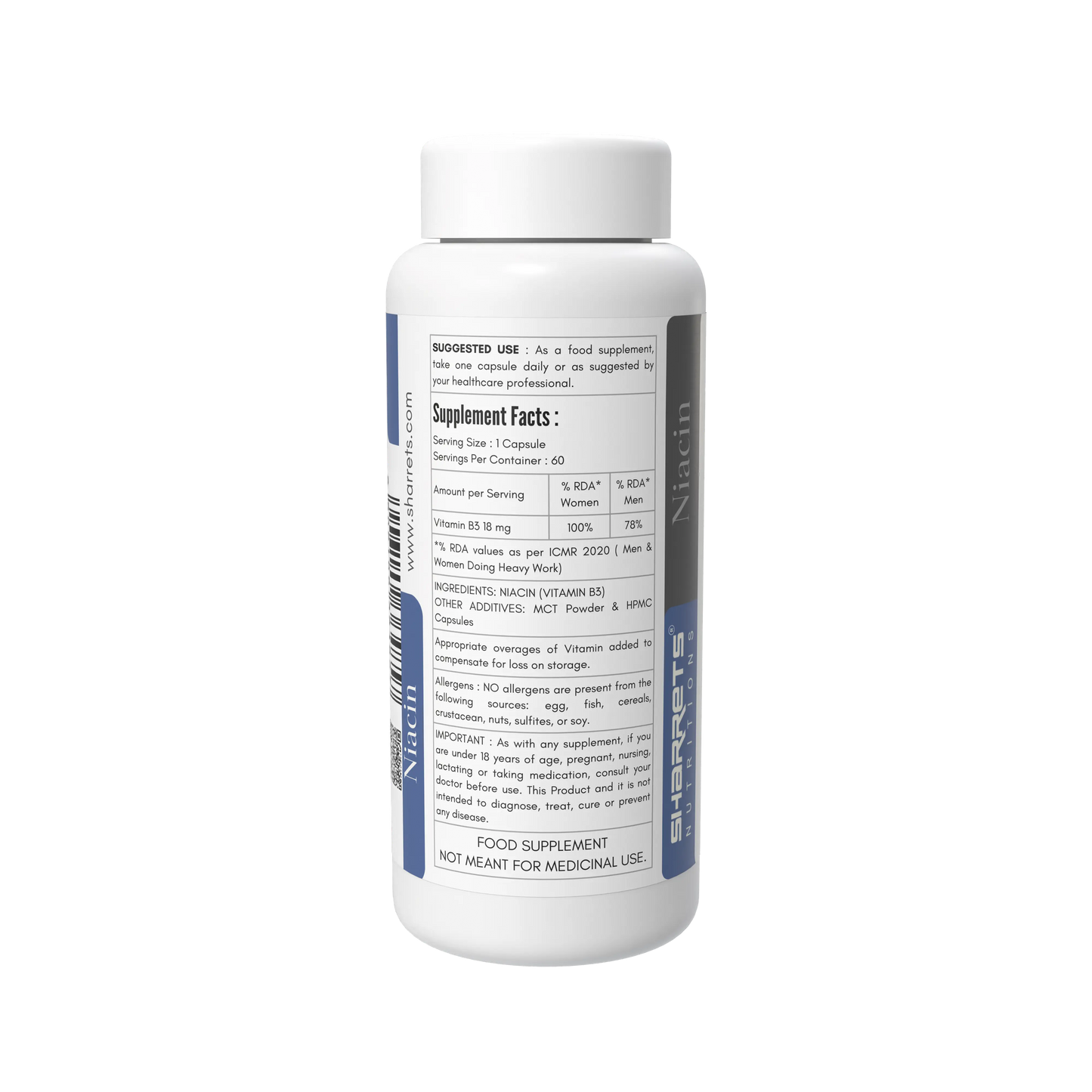 Supplement bottle with label on a white background