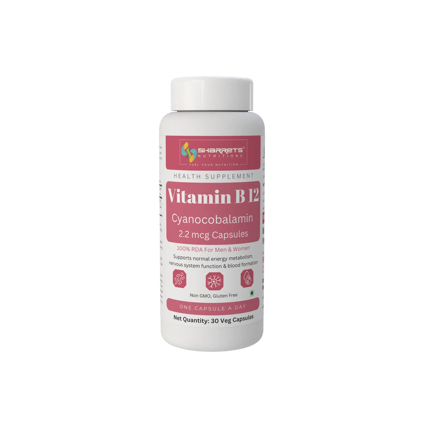 Vitamin B12 2.2 mcg Capsules | Cyanocobalamin | Sharrets Nutritions