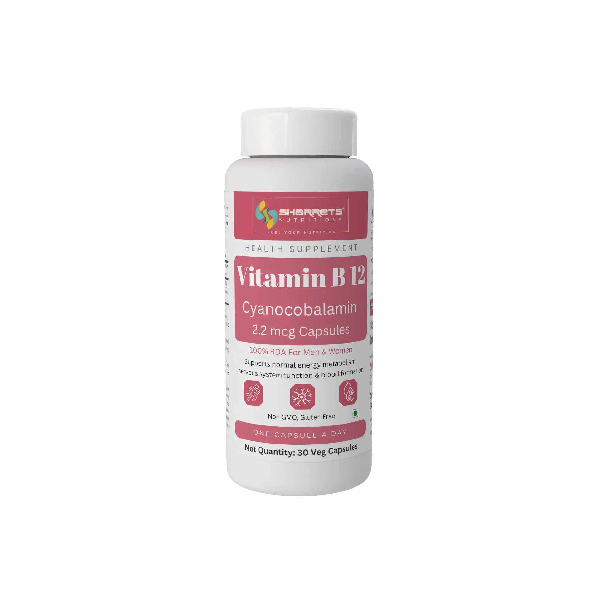 Vitamin B12 2.2 mcg Capsules | Cyanocobalamin | Sharrets Nutritions