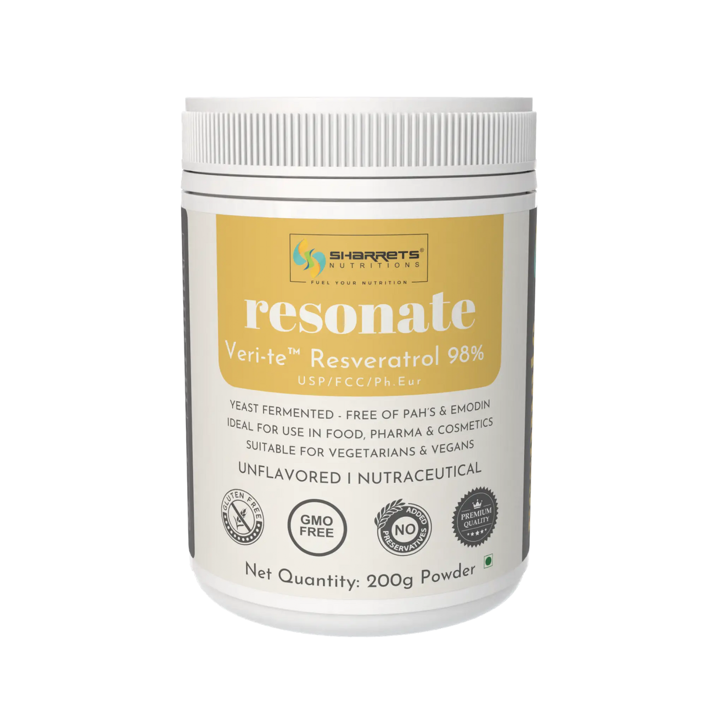 Yeast fermented trans resveratrol 200 g powder by Sharrets Nutritions