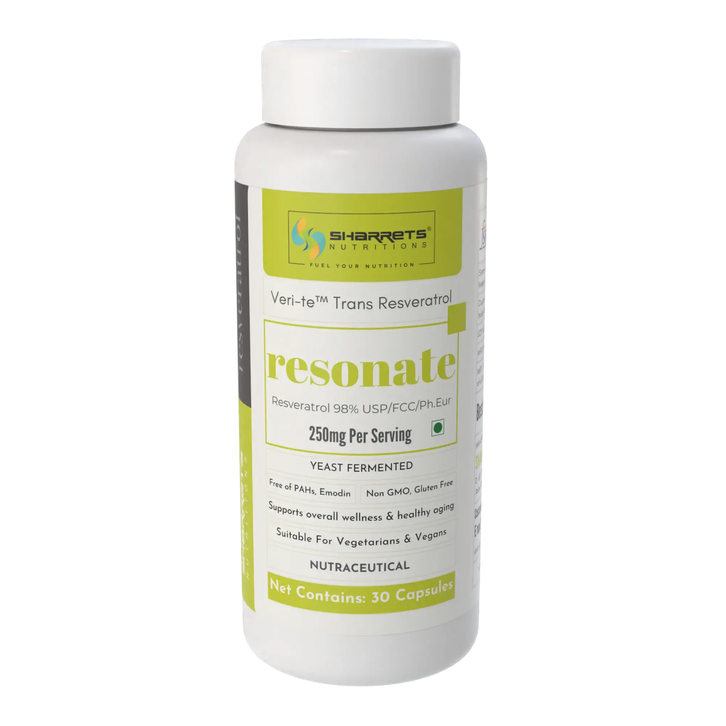 Best resveratrol supplement in India 250mg – yeast fermented trans resveratrol capsules 30 count for anti-aging and heart health by Sharrets Nutritions