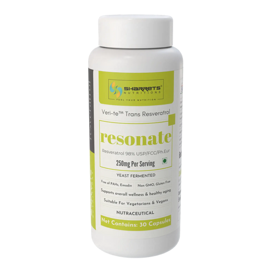Best resveratrol supplement in India 250mg – yeast fermented trans resveratrol capsules 30 count for anti-aging and heart health by Sharrets Nutritions