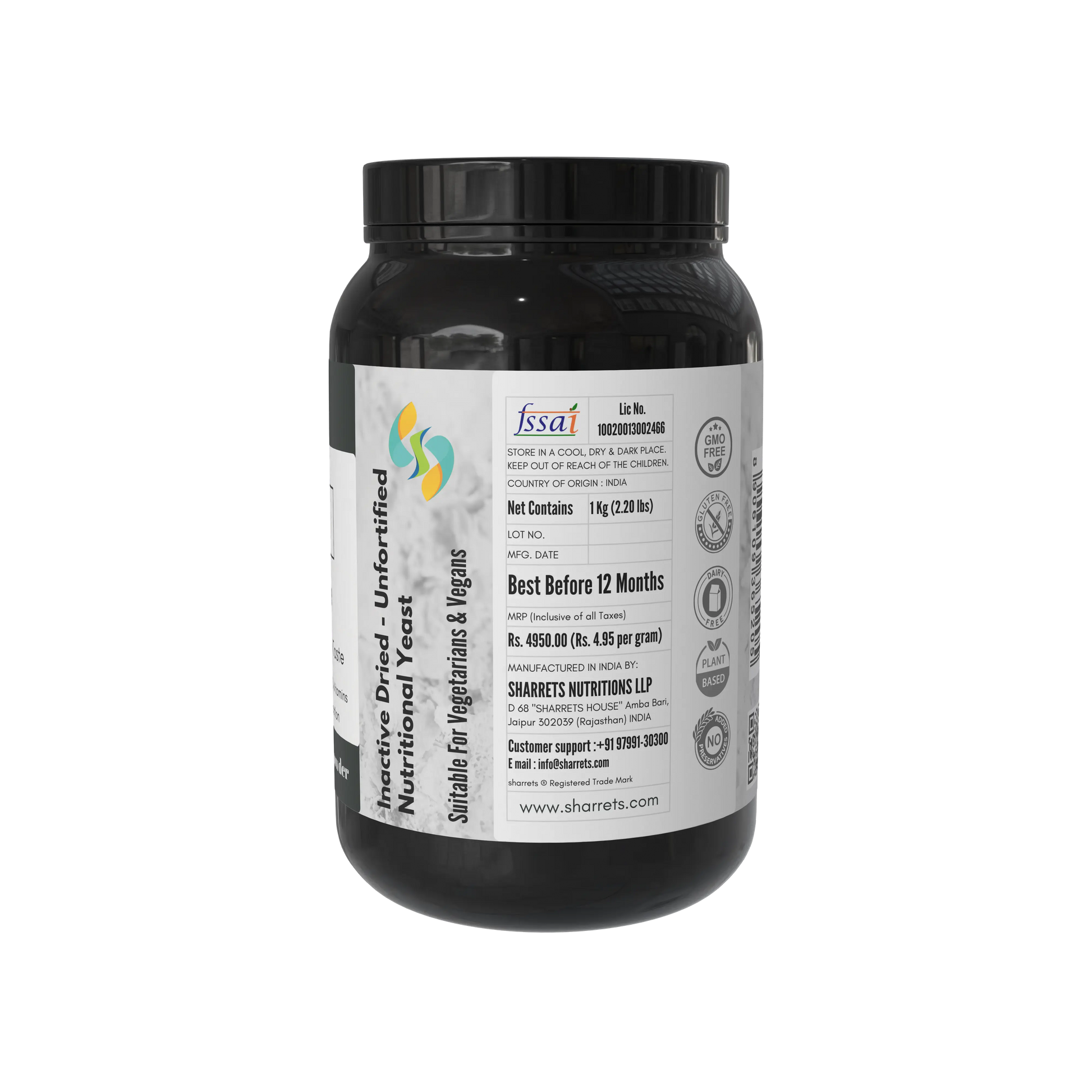 Sharrets Unfortified Nutritional Yeast Vegan Powder " Nooch For Vegans"